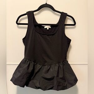 No Comment Black Puff Peplum Tank Top